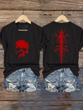 Women's Halloween Blood Skeleton Print Short Sleeve T-Shirt