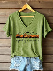 Retro Halloween Spooky Season Pumpkin Print T-Shirt