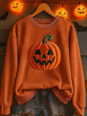 Women's Halloween Pumpkin Face Printed Sweatshirt