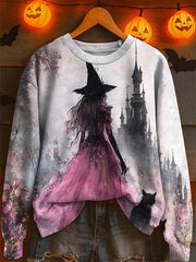 Women's Halloween Print Crew Neck Sweatshirt