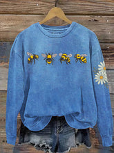 Bee Flower Embroidery Protecting Forests Awareness Sweatshirt