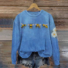 Bee Flower Embroidery Protecting Forests Awareness Sweatshirt