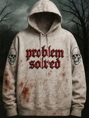 Men's Problem Solver Halloween Skull Print Comfort Hoodie