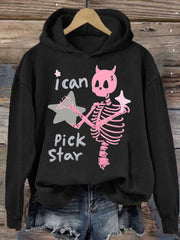 Women's Halloween I Can Pick Star Print Hoodie