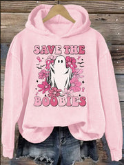 Women's Halloween Save The BOOBIES Print Hoodie
