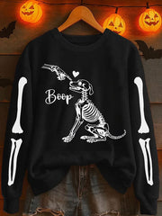 Women's Halloween Boop! Printed Crew Neck Sweatshirt