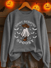 Women'S Casual Halloween Boot Scoot Spooky Print Sweatshirt