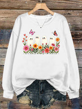 Women'S Casual Halloween Cute Ghost Print Sweatshirt