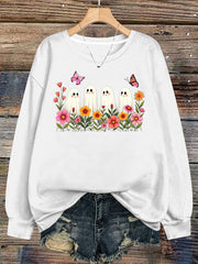 Women'S Casual Halloween Cute Ghost Print Sweatshirt