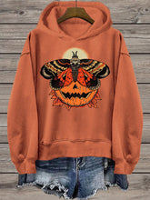 Women's Halloween Butterfly Pumpkin Print Hoodie