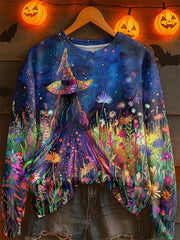 Women's Halloween Print Crew Neck Sweatshirt