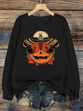 Women'S Casual Butterfly Pumpkin Print Sweatshirt