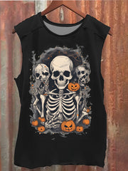 Unisex Casual Halloween Skeleton Printed Tank Top