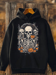 Unisex Halloween Skeleton Pumpkin Print hoodie