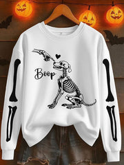 Women's Halloween Boop! Printed Crew Neck Sweatshirt