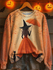 Women's Halloween Print Crew Neck Sweatshirt