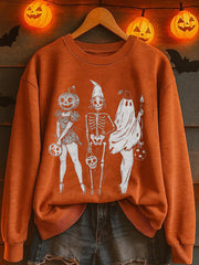 Women'S Casual Halloween Spooky Girl Squad Print Sweatshirt