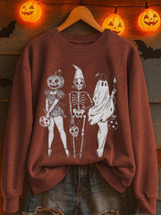 Women'S Casual Halloween Spooky Girl Squad Print Sweatshirt