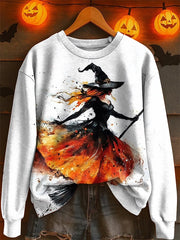 Women's Halloween Print Crew Neck Sweatshirt