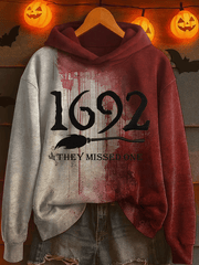 Women's Halloween 1692 They Missed One Printed Hooded Sweatshirt