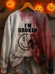 Women's Halloween Print Crew Neck Sweatshirt