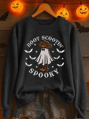 Women'S Casual Halloween Boot Scoot Spooky Print Sweatshirt