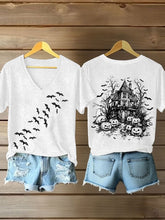 Retro Halloween Bat Pumpkin Print T-Shirt