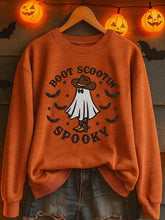 Women'S Casual Halloween Boot Scoot Spooky Print Sweatshirt