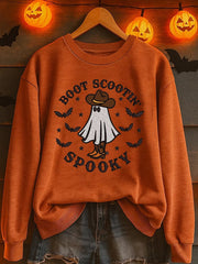 Women'S Casual Halloween Boot Scoot Spooky Print Sweatshirt