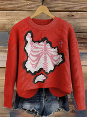 Women's Halloween Skull Print Crew Neck Sweater