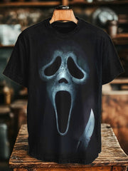 Halloween Horror Character Printed Crew Neck T-shirt
