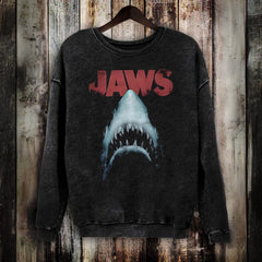 Unisex Vintage  Washed  Jaws Shark Teeth Sweatshirt