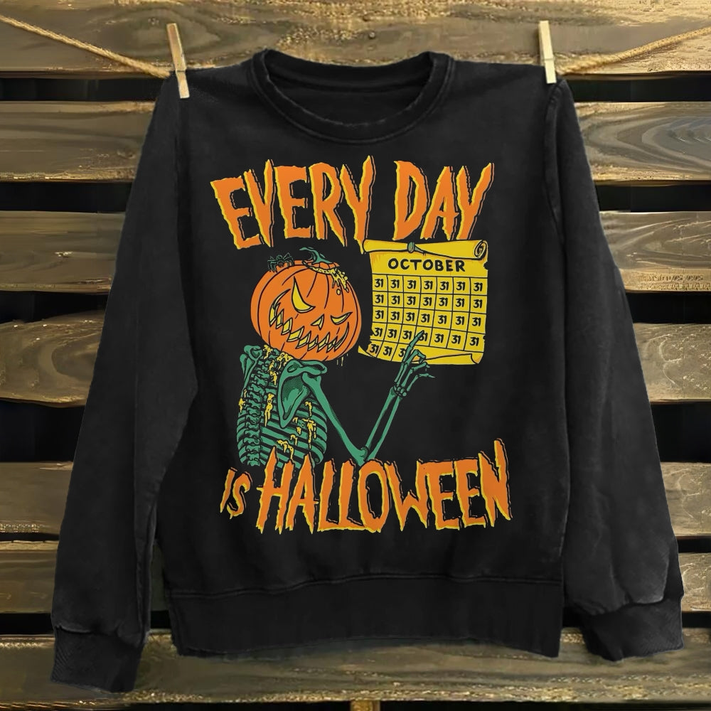 Unisex Cotton  Unisex Vintage Every Day Is Halloween  Sweatshirt