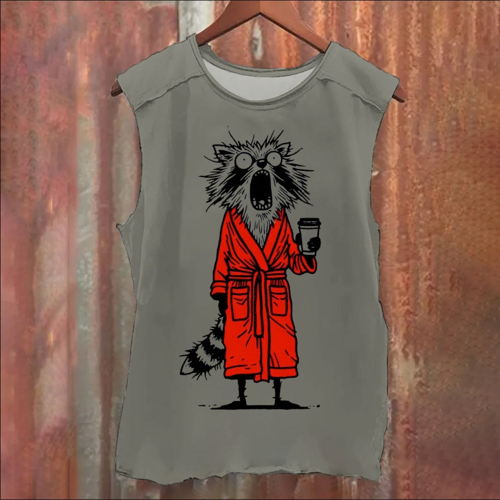 Angry Raccoon Screaming Washed Tank Top
