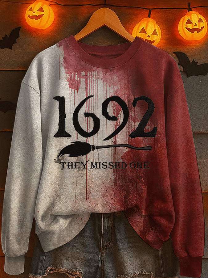 Women's Halloween 1692 They Missed One Printed Crew Neck Sweatshirt