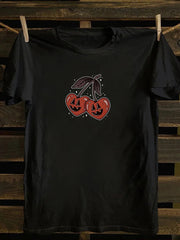 Unisex  Pumpkin  Cherry cotton T-shirt