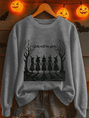 Women's Halloween Girls Are Girls Graphic Print Sweatshirt