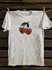 Unisex  Pumpkin  Cherry cotton T-shirt