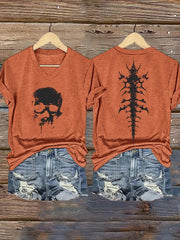 Women's Halloween Blood Skeleton Print Short Sleeve T-Shirt
